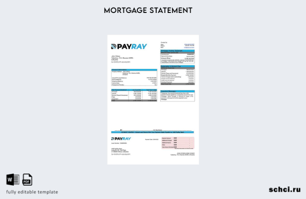 цифровая загрузка Литва UAB PayRay Bank Выписка по ипотеке Word и PDF шаблон